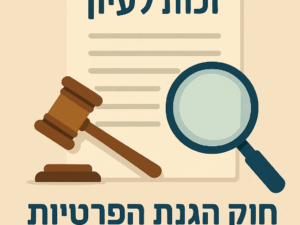אגרת בקשה למימוש זכויות עיון - תיקון 13 הגנת הפרטיות